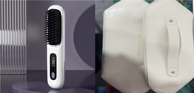 2 In 1 Wireless Hair Straightener Brush — Cordless Straightener & Curler