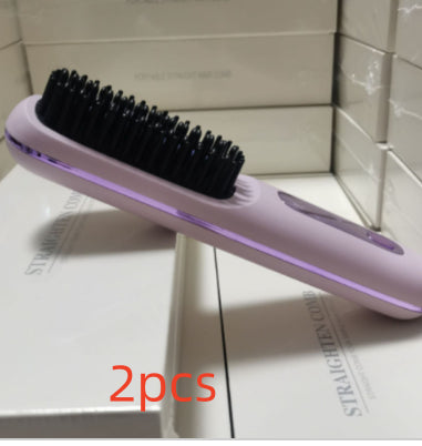 2 In 1 Wireless Hair Straightener Brush — Cordless Straightener & Curler