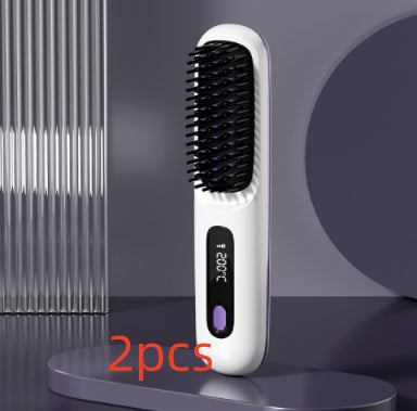 2 In 1 Wireless Hair Straightener Brush — Cordless Straightener & Curler