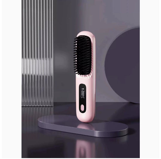 2 In 1 Wireless Hair Straightener Brush — Cordless Straightener & Curler