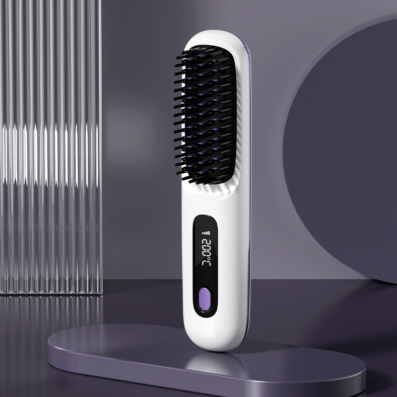 2 In 1 Wireless Hair Straightener Brush — Cordless Straightener & Curler