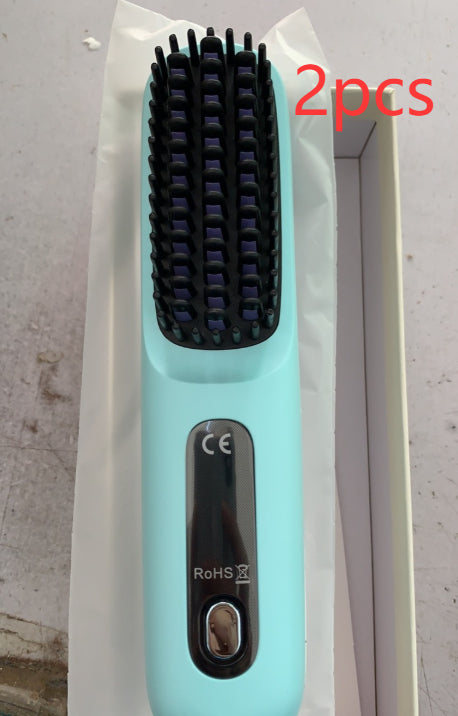 2 In 1 Wireless Hair Straightener Brush — Cordless Straightener & Curler