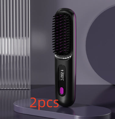 2 In 1 Wireless Hair Straightener Brush — Cordless Straightener & Curler