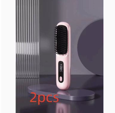 2 In 1 Wireless Hair Straightener Brush — Cordless Straightener & Curler