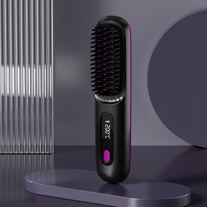 2 In 1 Wireless Hair Straightener Brush — Cordless Straightener & Curler