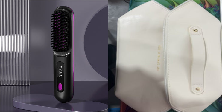 2 In 1 Wireless Hair Straightener Brush — Cordless Straightener & Curler