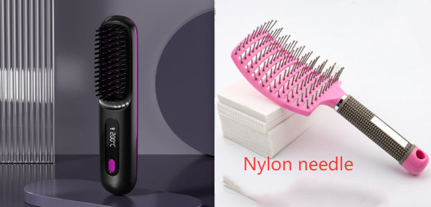2 In 1 Wireless Hair Straightener Brush — Cordless Straightener & Curler