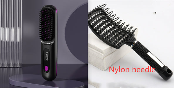 2 In 1 Wireless Hair Straightener Brush — Cordless Straightener & Curler
