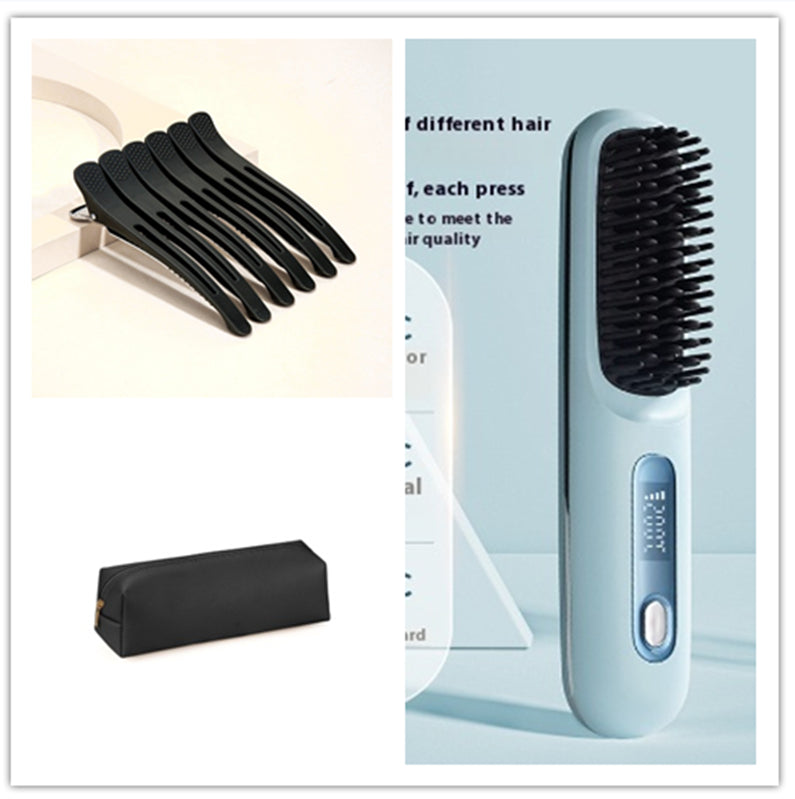 2 In 1 Wireless Hair Straightener Brush — Cordless Straightener & Curler
