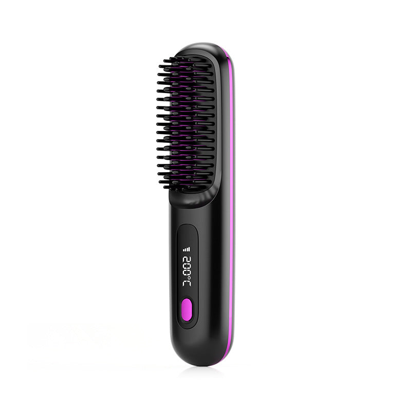 2 In 1 Wireless Hair Straightener Brush — Cordless Straightener & Curler