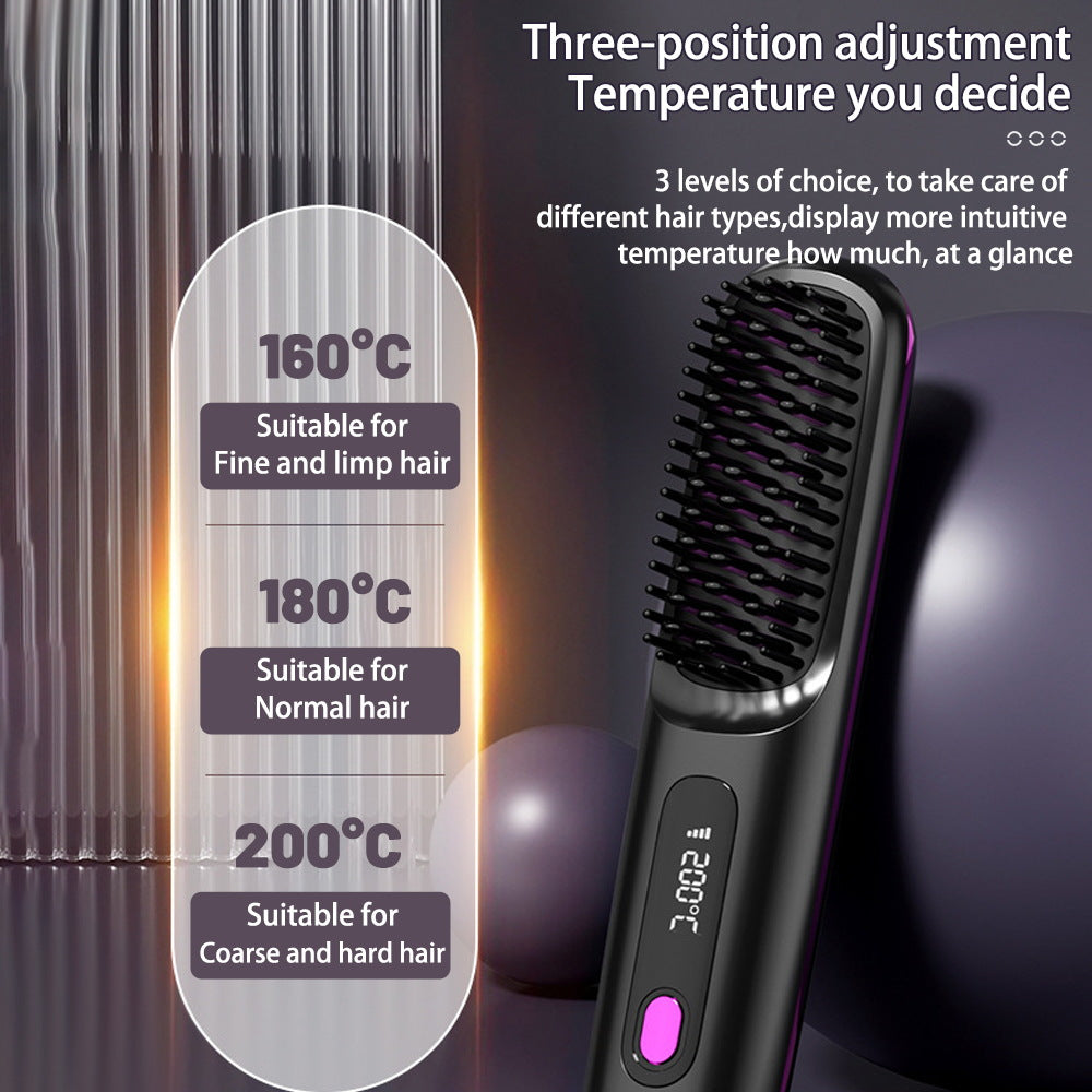 2 In 1 Wireless Hair Straightener Brush — Cordless Straightener & Curler